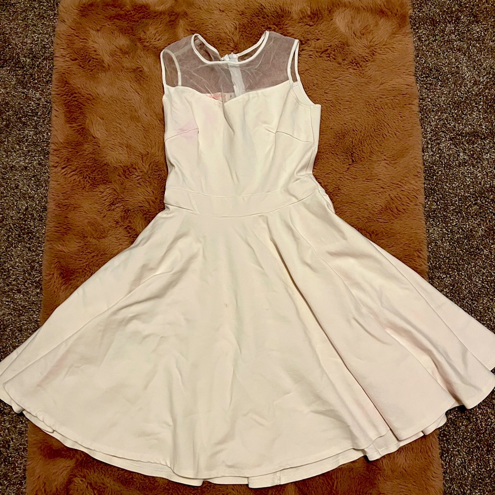 Light Pink Mesh Top A-Line Dress